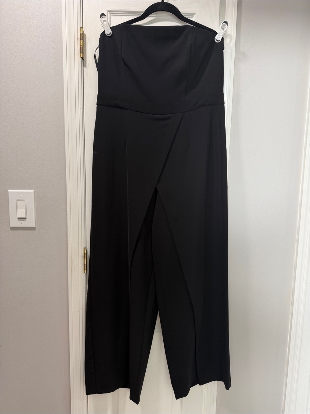 White House Black Market Black Strapless Wide-Leg Jumpsuit